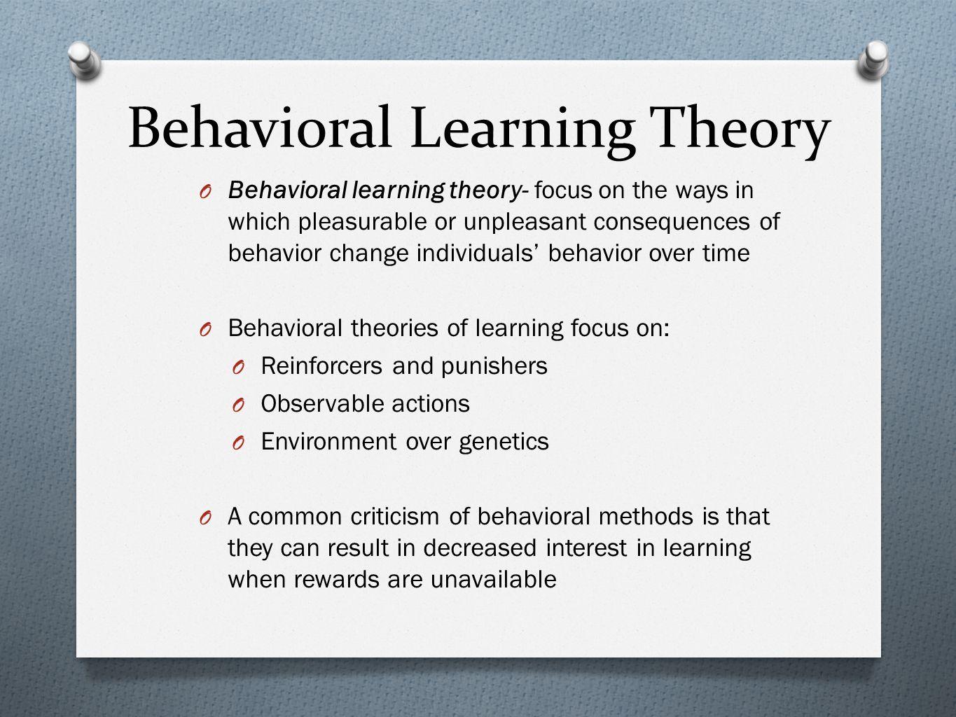Behavioral Learning Theory.