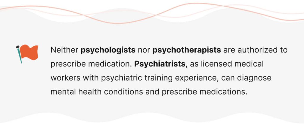 The picture gives information on who can prescribe medication for mental health treatment.